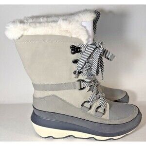 BURUDANI - Winter Boots Fleece Lining - Grey Suede - 8 Womens - UWUMSB2403 - NEW